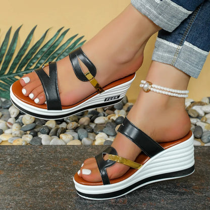 2025 New Shoes for Women Fashion Peep Toe Sandals Wedges Slippers Outdoor Comfort Casual Shoes Female Platform Slides Women