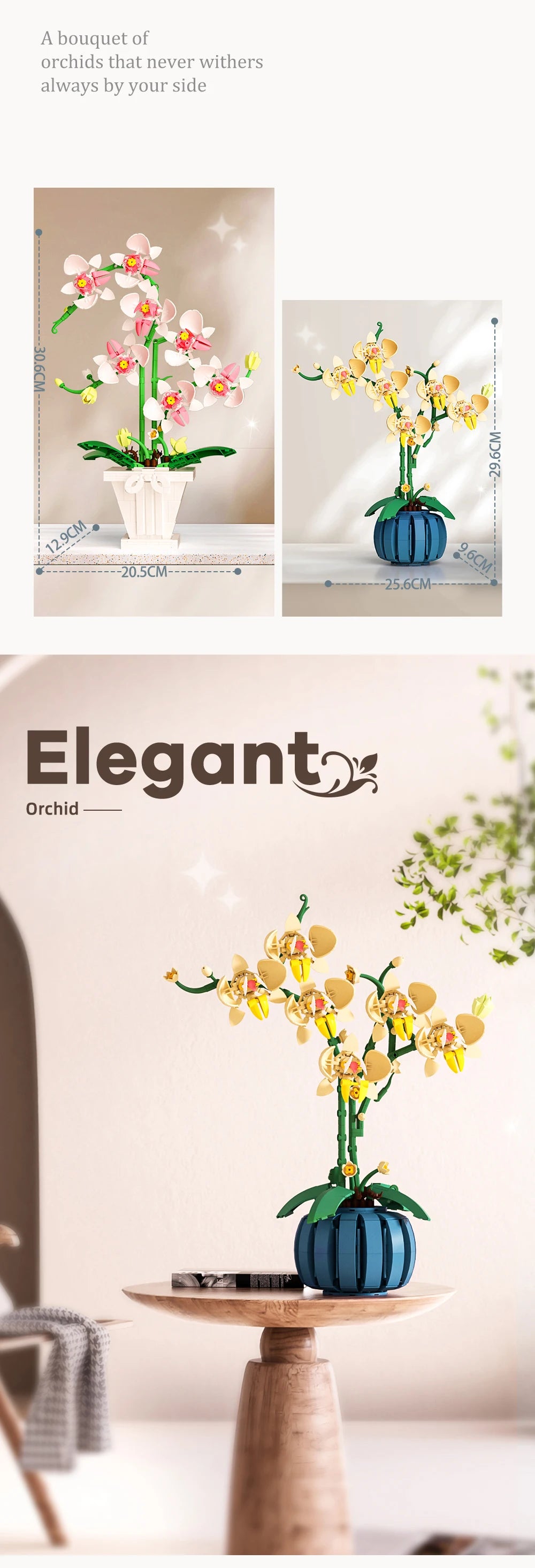 Building Blocks Orchid Flowers Bouquet Flower Blocks Bonsai Plant Model Bricks Romantic DIY Home Decoration Toy for Kids Gift