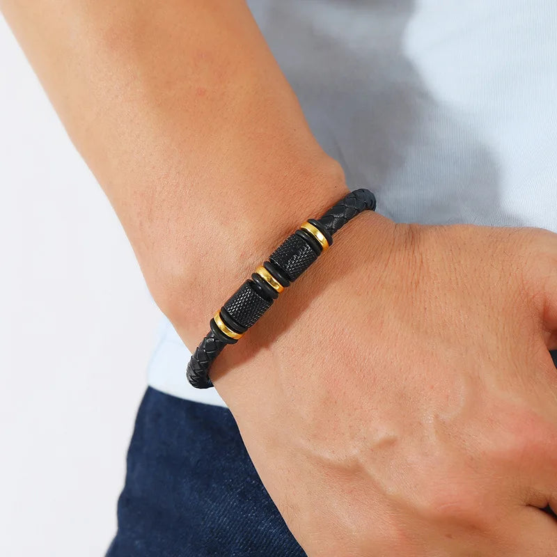 New In Men Genuine Leather Bracelet Novel Atrract Magentic Braclet Homme Punk Jewelry Accessories Bangle Cable Brazalete Gift