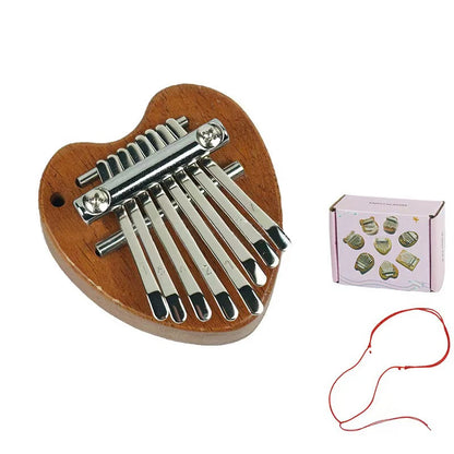 8 Keys Mini Kalimba Wooden Thumb Piano with Lanyard Finger Piano Musical Instrument Portable Exquisite Gift Set for Kids Adults