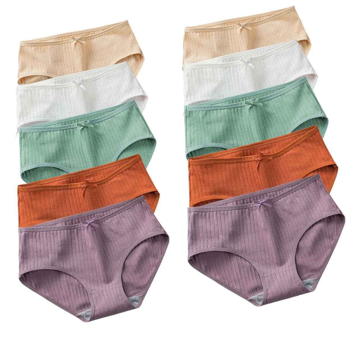 10Pcs/Set Women's Cotton Panties Low Waist Solid Color Briefs Breathable Sexy Lingerie Soft Underwear Female Underpants