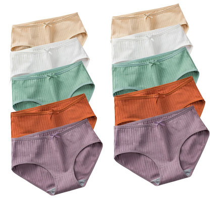 10Pcs/Set Women's Cotton Panties Low Waist Solid Color Briefs Breathable Sexy Lingerie Soft Underwear Female Underpants