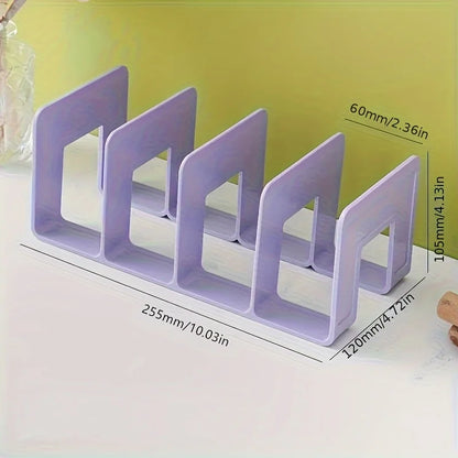 4 Grid Bookends Stand Bookshelf Desktop Decor Storage Rack Bookend Book Holder School Stationery Office Desktop File Organizer