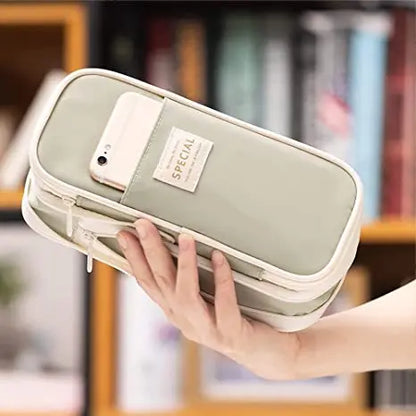 Kawaii Pencil Case Large Capacity Pen Bag Double Layer for Students Pouch Holder Box Office Stationery Back to School Supplies