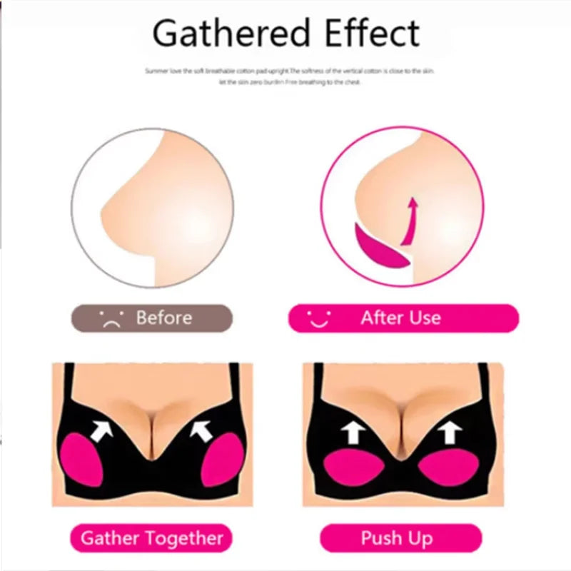 1Pair Silicone Bra Inserts Breast Pads Sticky Push-up Women Bra Cup Thicker Nipple Cover Patch Bikini Inserts for Swimsuit