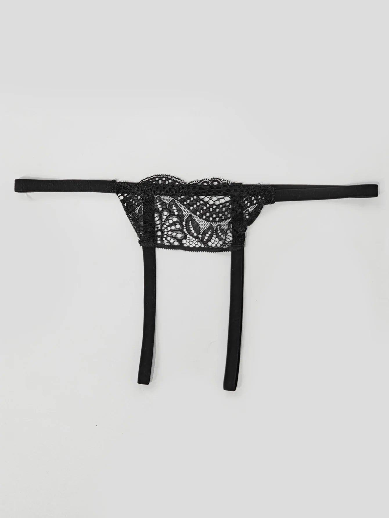 Varsbaby Women's Micro Thongs Lace Low Rise T-back G-string Sexy Crotch Opening Underwear Panty Thin String Intimates Lingerie