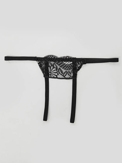 Varsbaby Women's Micro Thongs Lace Low Rise T-back G-string Sexy Crotch Opening Underwear Panty Thin String Intimates Lingerie