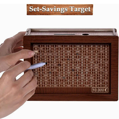 Wooden Piggy Banks, Dollar Cash Boxes, Reusable Assembled Cash Boxes, Home Decorations, with Savings Goals and Figures
