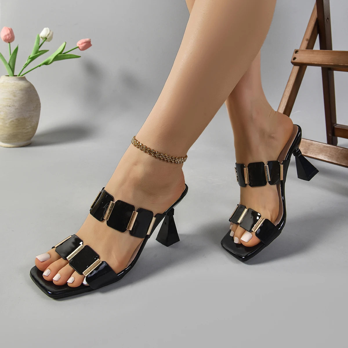 Shoes for Women 2025 Women Fashion Spring Summer High Heel Sandals Lady Sexy Comfortable Female Cute PU Sandals Women Shoes