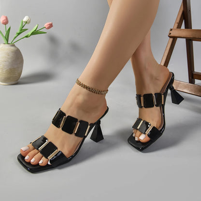 Shoes for Women 2025 Women Fashion Spring Summer High Heel Sandals Lady Sexy Comfortable Female Cute PU Sandals Women Shoes