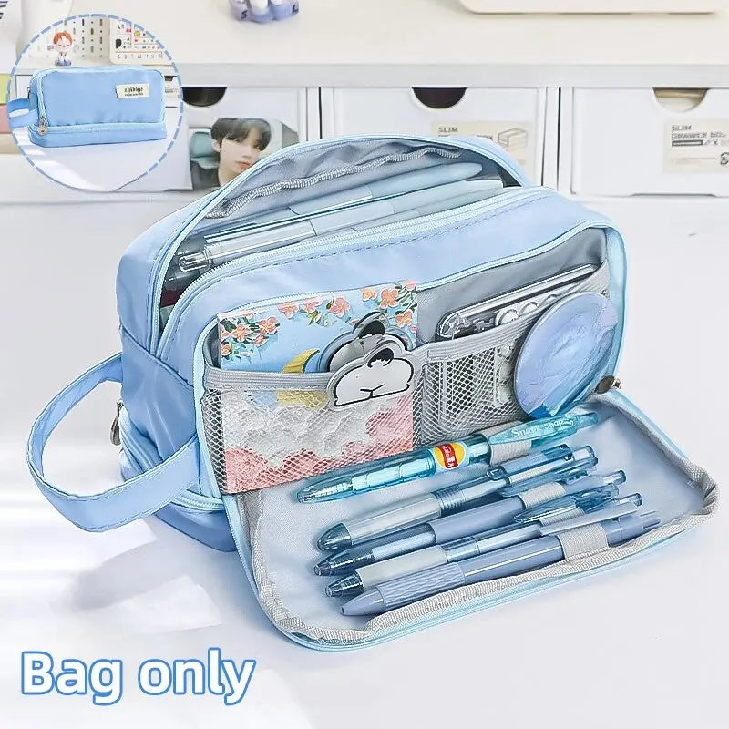 Pencil Bag for School Students with Large Capacity Multi-functional Pen Case Macaron Color Matching Cute Pencil Case