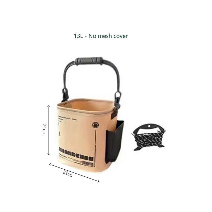 Outdoor Fishing Bucket Foldable and Portable Net Live Fish Bucket EVA with Rope Water Bucket for Wild Fishing Household Bucket