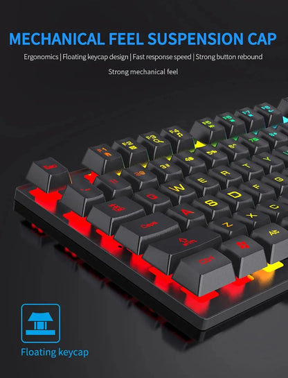 Wired Office Gaming Keyboard Mouse Set USB RGB Backlight Luminous Mechanical Feel Keyboard For Laptop Computer PC Accessories
