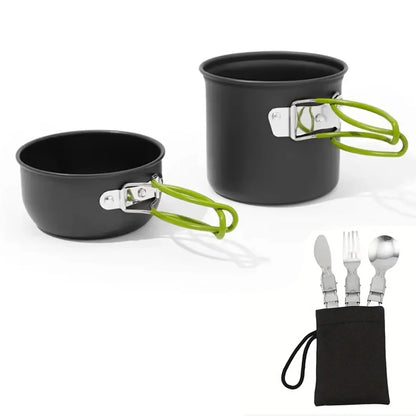 Camping Pots Cookware Set Portable Outdoor Cooking  Tableware for Hiking Trekking Picnic Fishing Mountaineering