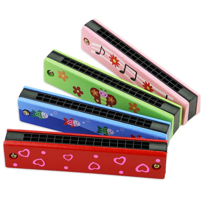1pc/2/4pcs Children Wooden Harmonica Musical Instrument Toys Music Teaching Aids Puzzle Early Education Kindergarten Beginners