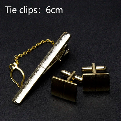 Men's Classic Tie Clips Cufflinks Set Luxury Tie Pin Accessories Shirts Cuff Tie Clips Fashion Cufflink for Men Gifts Jewelry