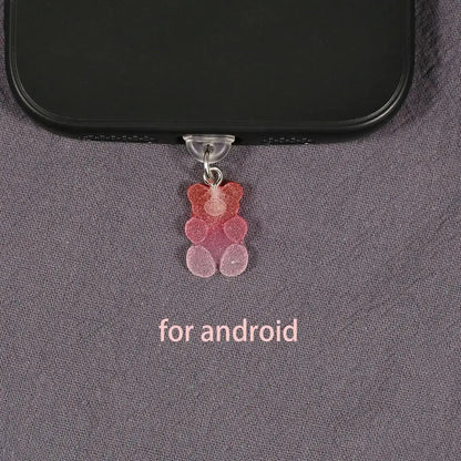 Mobile Phone Dust Plug Cute Cartoon Matte Bear Phone Pendant Decorative Accessories Red Blue Gradient Mobilephone Dust Plug