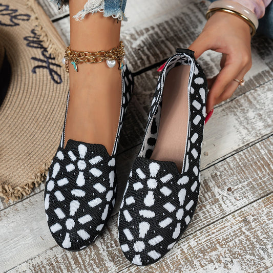 Women's shoes with niche-designed patterns, featuring comfortable flat soles, suitable for various outfits.