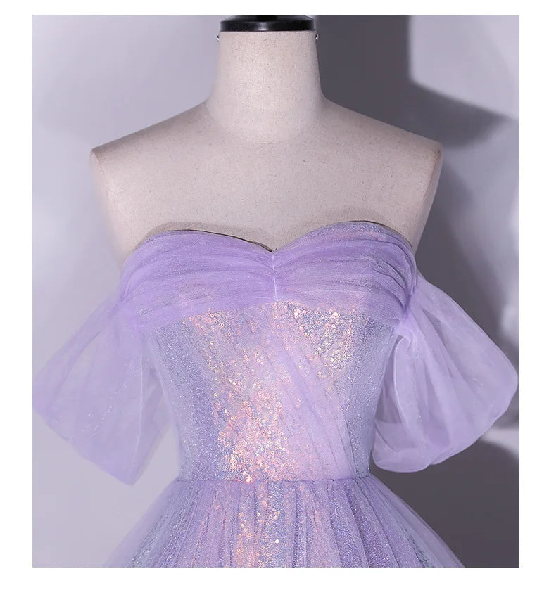 Women's Off The Shoulder Wedding Guest Dress Mesh Evening Party Formal Gown Long Prom Dresses