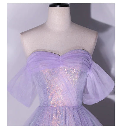 Women's Off The Shoulder Wedding Guest Dress Mesh Evening Party Formal Gown Long Prom Dresses