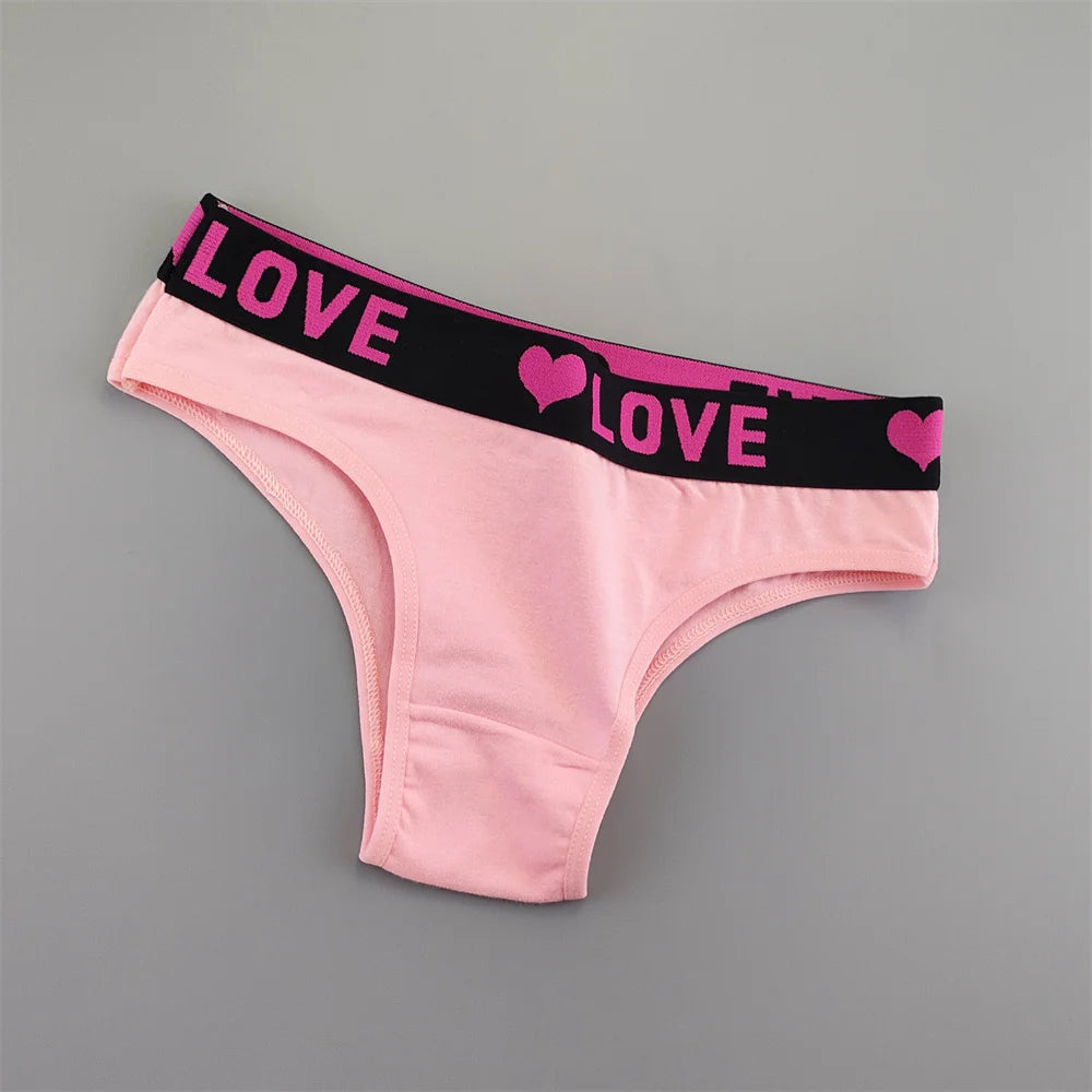 6 قطع من ملابس داخلية نسائية قطنية مطبوعة على شكل قلب بحزام عريض ملفوفة بشكل نصف أرداف بيكيني قصير للسيدات ملابس داخلية جميلة