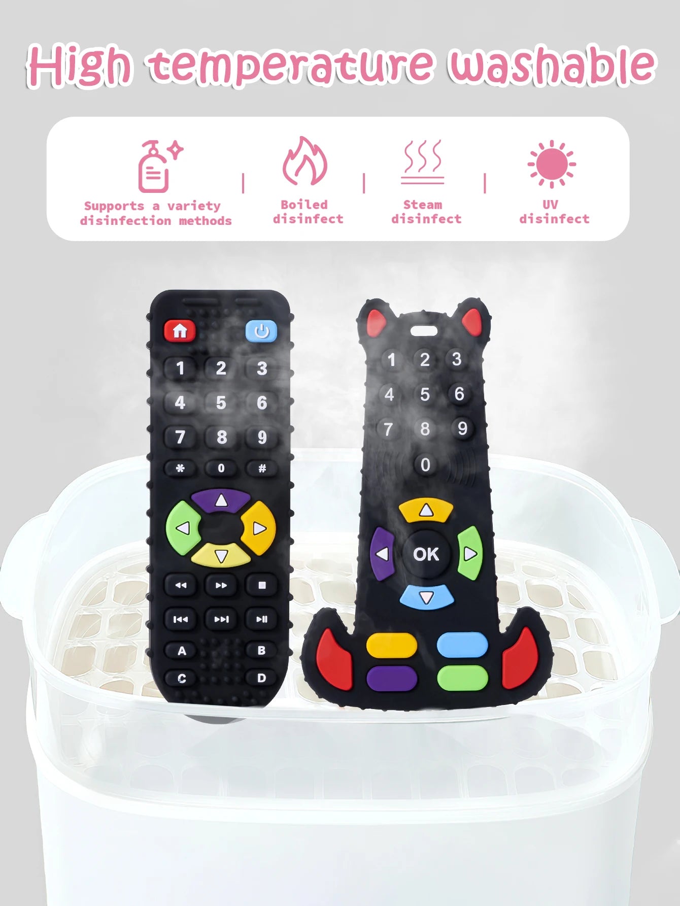 Baby Silicone Teether Toys BPA Free Remote Control Shape Teether Rodent Gum Pain Relief Teething Toy Kids Sensory Educational
