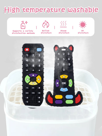 Baby Silicone Teether Toys BPA Free Remote Control Shape Teether Rodent Gum Pain Relief Teething Toy Kids Sensory Educational