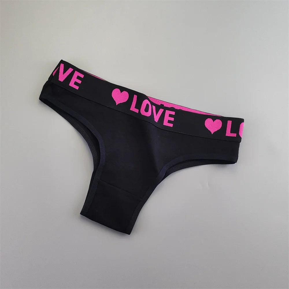6 قطع من ملابس داخلية نسائية قطنية مطبوعة على شكل قلب بحزام عريض ملفوفة بشكل نصف أرداف بيكيني قصير للسيدات ملابس داخلية جميلة