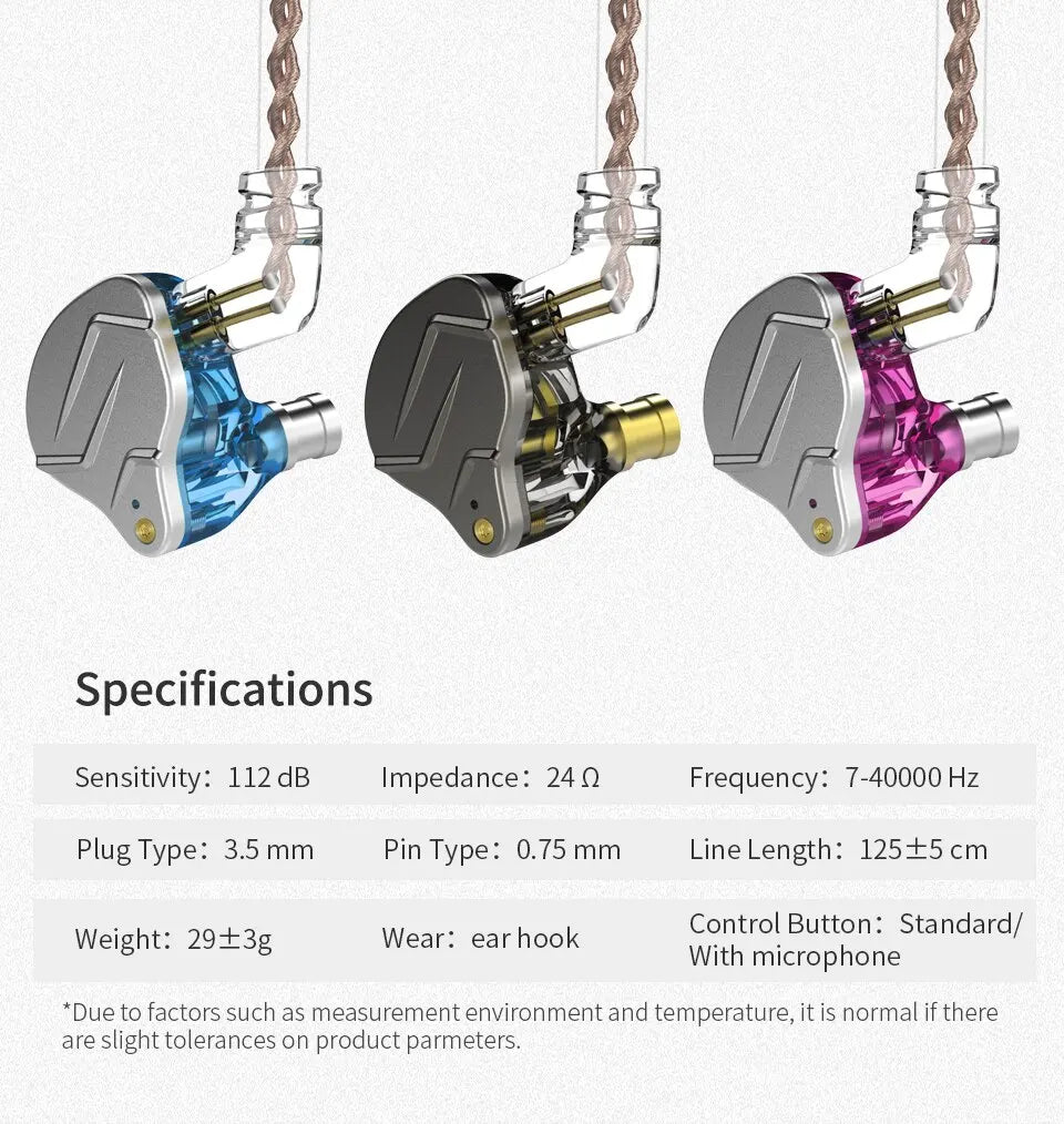 KZ ZSN PRO 1BA 1DD Hybrid Drive In Ear Earphones HIFI Metal Bass Earbud Sport Music Headset Replaceable