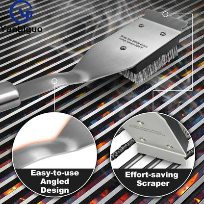 Grill Brush and Scraper, Wire BBQ Grill Brush for Outdoor Grill,16.5” Cleaning BBQ Accessories, Safe Cleaner  Brush