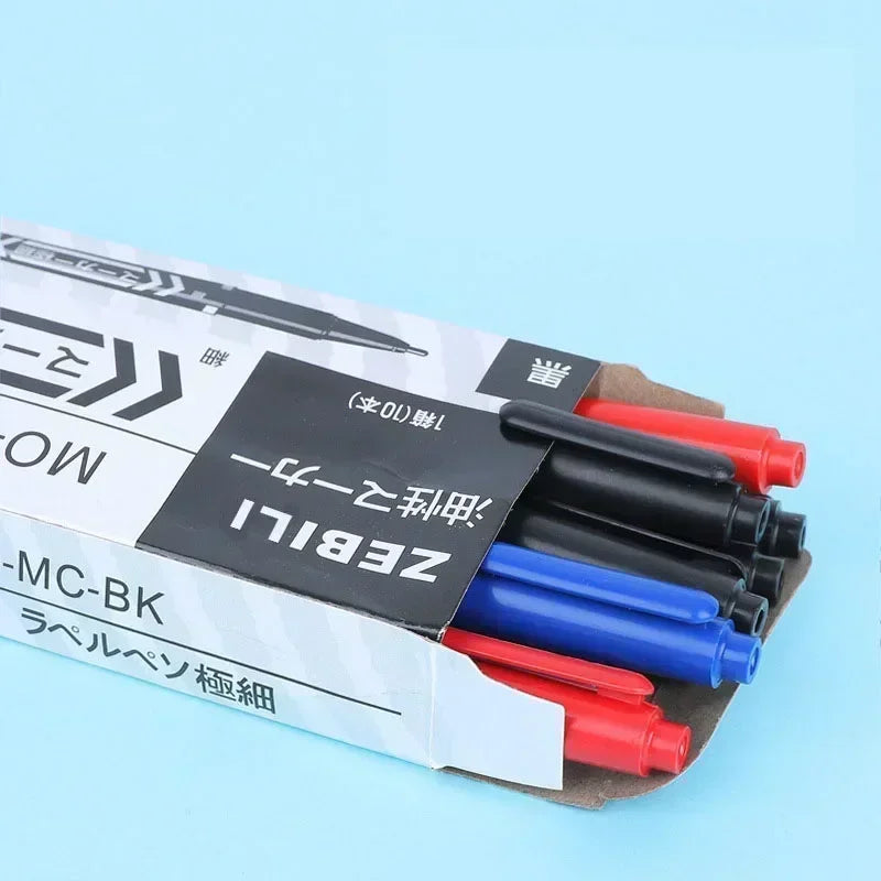 5/10PCs Permanent Marker Black/Blue/Red Oil Marker Pen Twin Tip Fine Nid Marker Ink Stationery Items School & Office Supplies