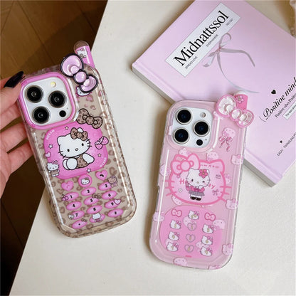 Korean Cute 3D Mobile Phone Cover For iPhone 16 Pro 15 14 Pro Max 15 Promax Case Kawaii Hello Kitty Cartoon Shockproof Cases