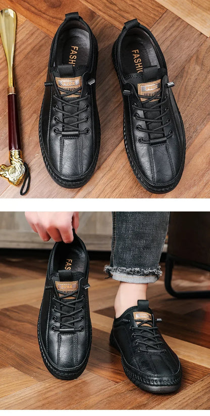 Shoes for Men Leather Casual Handmade Shoes Outdoor Hiking Sneakers Men Breathable Lace Up Sport Mens Shoes Zapatos De Hombre