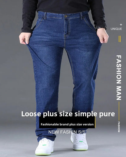 Men Light Luxury Elastic force loose Fit Pants Comfortable Soft Business Fashion ventilate Casual Denim Trousers Male Clothing