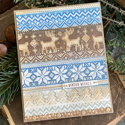 3D Embossing Folder Reindeer Christmas Tree Repitition Doodle Pattern for DIY Scrapbook Paper Card Adding Textured Album Craft