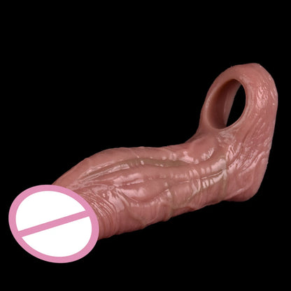 SXXY Silicone Penis Sleeve For Cock Enlargement Lengthen Men Reusable Condom Penis Ring Delayed Ejaculation