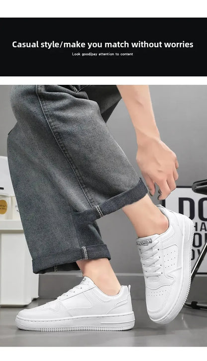 Men's Shoes Explosion Thick Soled Leather Small White Shoes Men's Trendy Shoes with Fashion Board Shoes Street Casual Shoes
