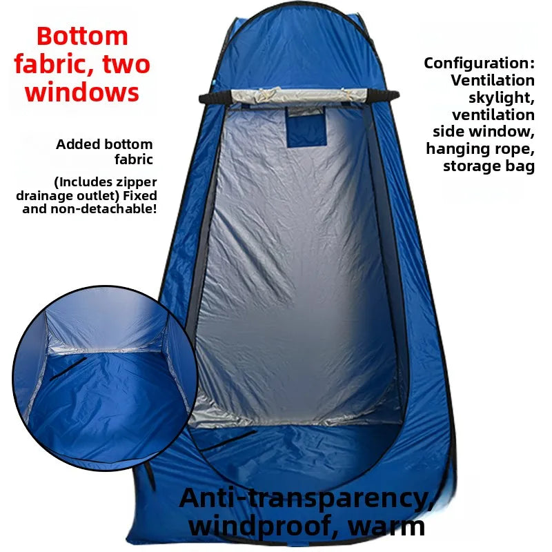 خيمة استحمام خارجية محمولة، خيمة طاقة سميكة، مرحاض متنقل، غرفة تغيير الملابس، عزل حراري، كاميرا، معدات سفر