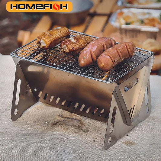 Barbecue Grill Heating Stores Multi-Function Camping BBQ Grill Rack Net Firewood Stove Stainless Steel BBQ Grill