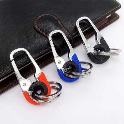 Men Keychain Hook Outdoor Carabiner Double Rings Keyring Making Accessories Alloy Texture for Climbing and Fishing