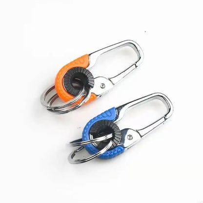 Men Keychain Hook Outdoor Carabiner Double Rings Keyring Making Accessories Alloy Texture for Climbing and Fishing
