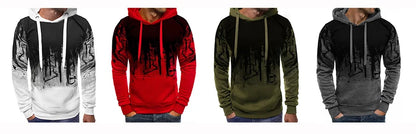 Gradient Print Men's Pullover Hooded Sweatshirt Spring Autumn Daily Fitness Sportswear Fashion Casual Hoodies Loose Clothing