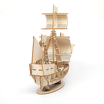 1PC 3D Sailboat Wooden Puzzle Assembly Model Puzzle DIY Wooden Crafts 3D Puzzle Gifts Desktop Decoration