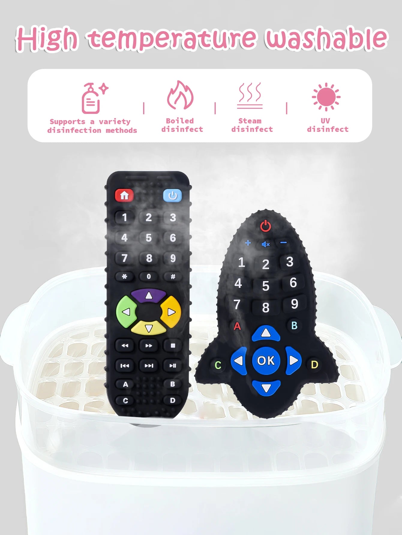 Baby Silicone Teether Toys BPA Free Remote Control Shape Teether Rodent Gum Pain Relief Teething Toy Kids Sensory Educational