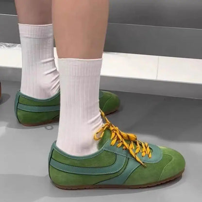 Shoes for Women 2025 Spring Autumn New Genuine Leather Ladies Moral Training Vulcanized shoes Retro Casual Flat Women's Sneakers