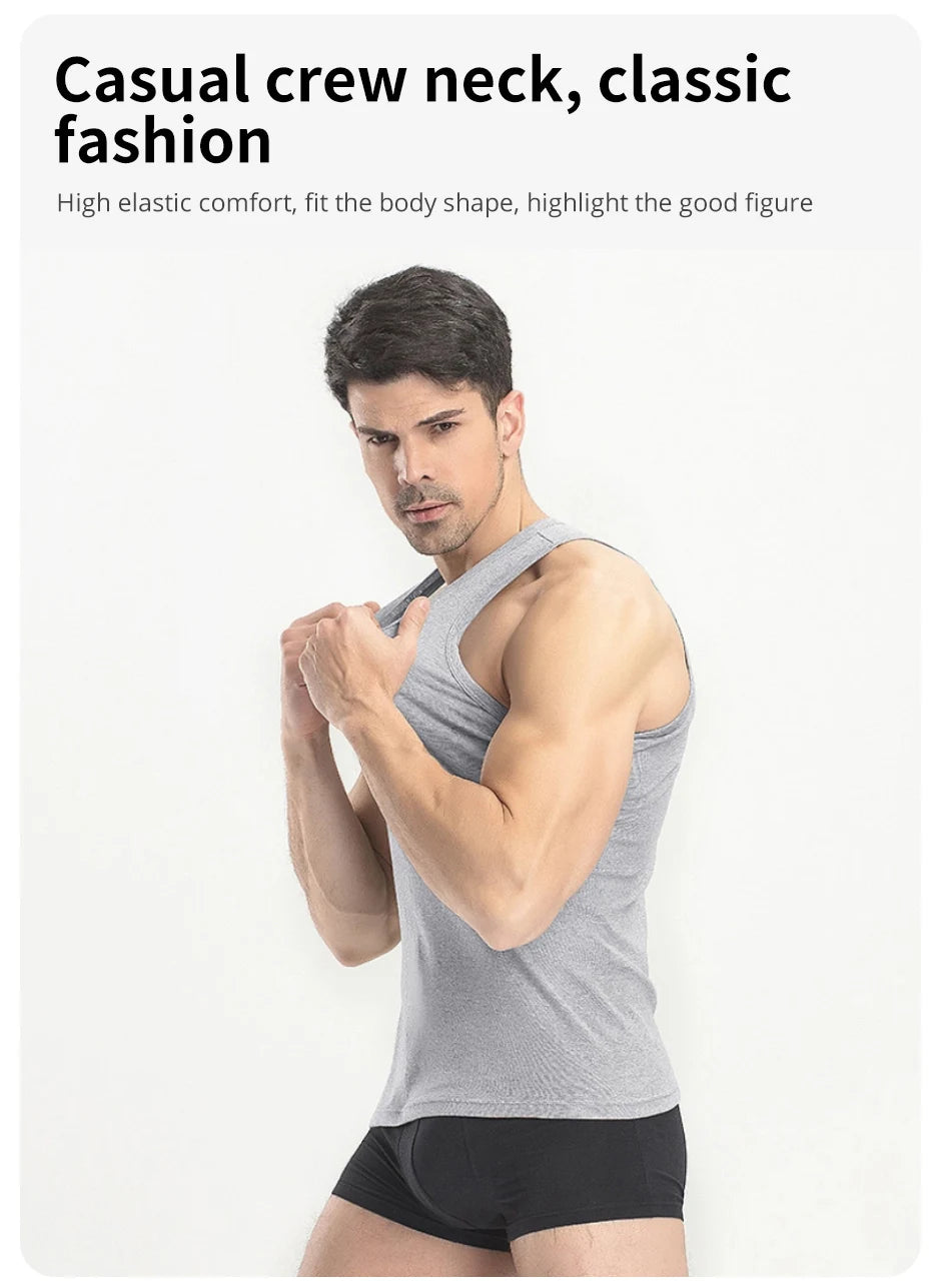 Men's solid color four seasons thin cotton vest casual and comfortable Joker sweatshirt fitness exercise slim vest