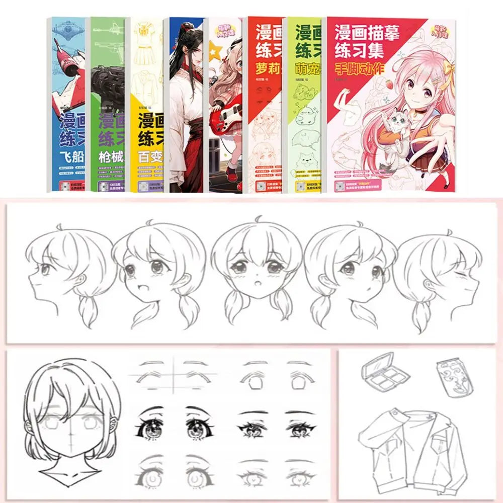 Comics Girl Boy Comics Hand Drawn Tutorial Book Studying Novice Zero Basic Line Draft Practice Book Drawing Copy Book Learning