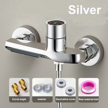 Bathroom Brass Basin Faucets Shower Faucet Wall Mounted Hot Cold Water Dual Spout Mixer Tap For Bathroom
