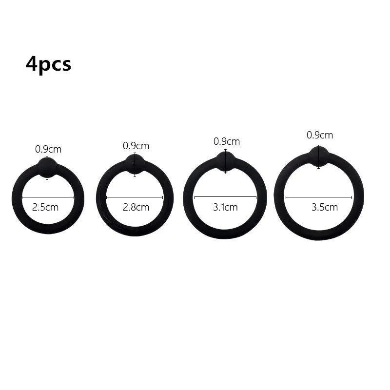 WAKEWAY 3/4PCS Penis Ring Penis Ring Condom Penis Trainer Delayed Ejaculation High Elasticity Durable Toy for Men