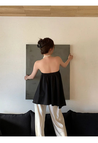 Satin Wide Leg Pants Long Floor Casual Pants Women's Summer